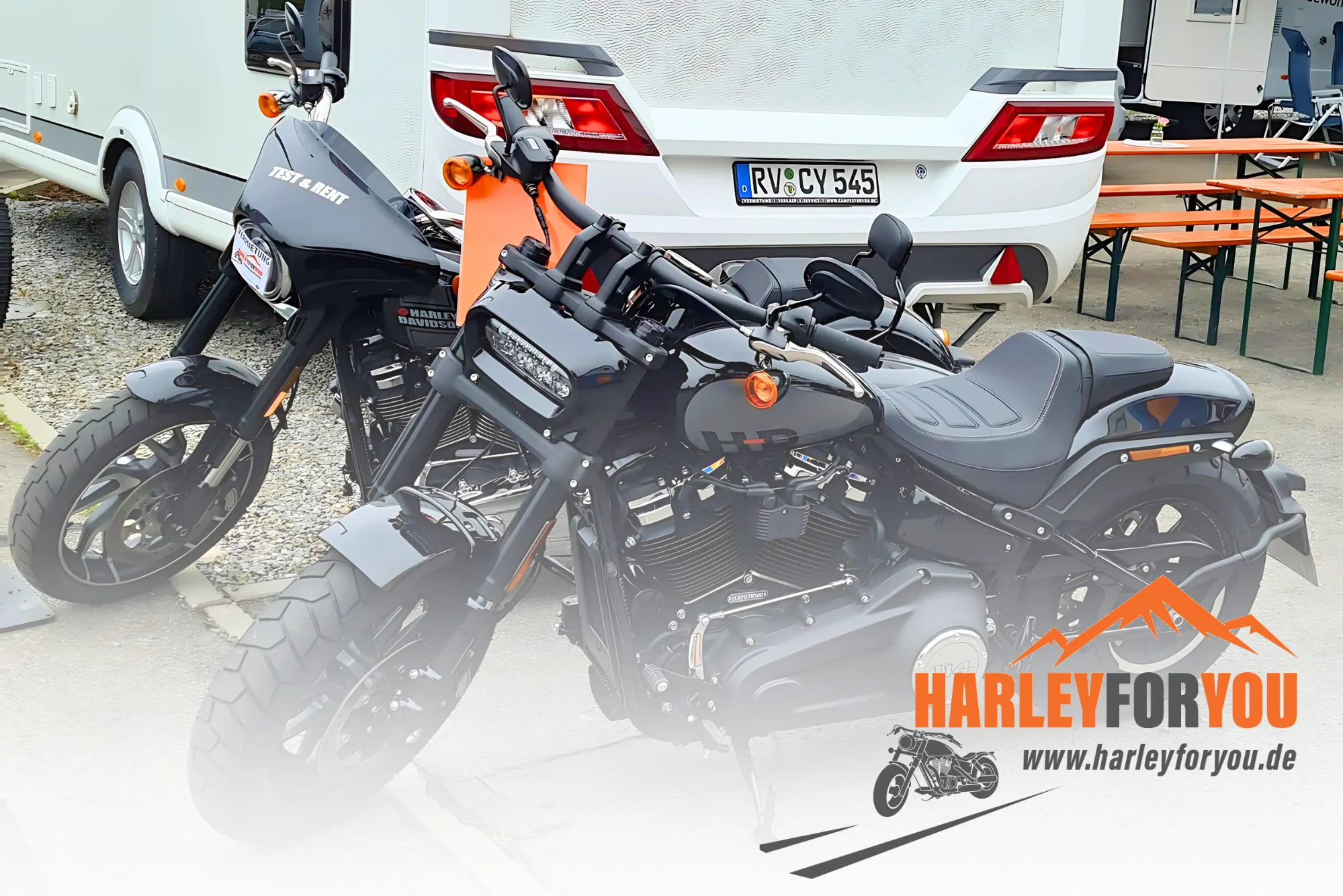 Bild von zwei Haley Davidson Motorrädern - Harleyforyou